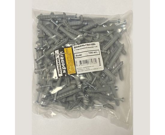 Дюбель-гвоздь Невский Крепеж 6x40, гриб. манжета, полипропилен, 100 шт. 825608 – изображение 2