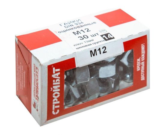 Гайка Стройбат оцинкованная DIN 934 М12 30 шт. 014971 – изображение 3