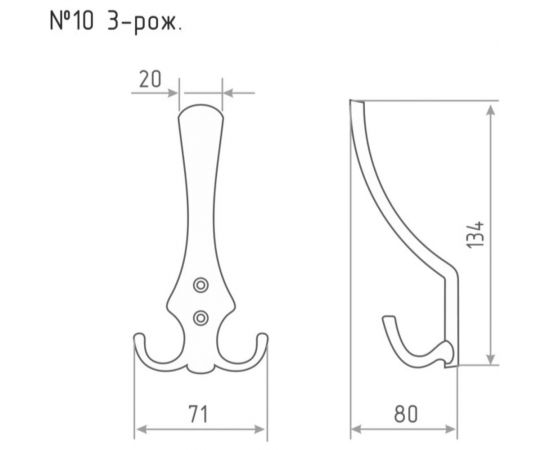 Крючок-вешалка НОРА-М №10 3-х рож. хром 14319 – изображение 5