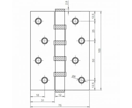 Универсальная петля Вантаж 100x75x3 матовый хром, 2 шт. B4-SC – изображение 2