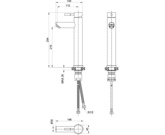 Смеситель для накладной раковины OLIVES balear нержавеющая сталь 13133BL – изображение 2