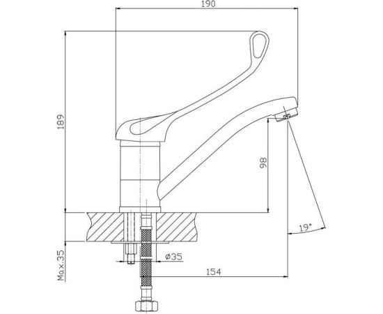 Хирургический смеситель для умывальника ZOLLEN DRESDEN 154 мм, 35 мм DR51610322 443382 – изображение 2