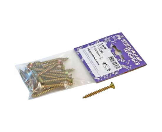 Шуруп крепежная техника желтый цинк, 5,0x45 20 шт. 11386 – изображение 2