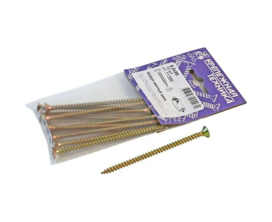 Шуруп крепежная техника желтый цинк, 5,0x90 10 шт. 11396 – изображение 2