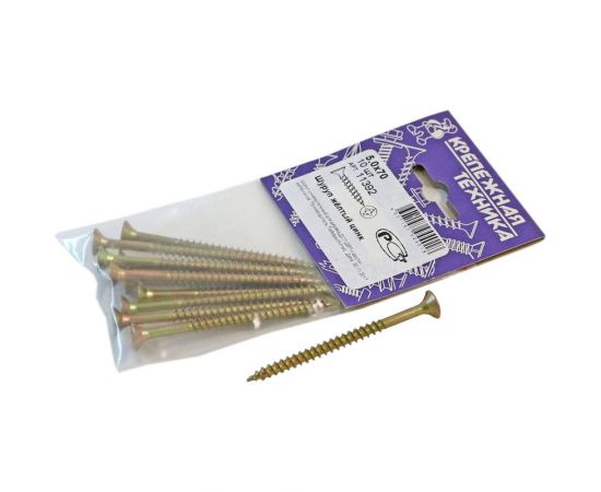 Шуруп крепежная техника желтый цинк, 5,0x70 10 шт. 11392 – изображение 2