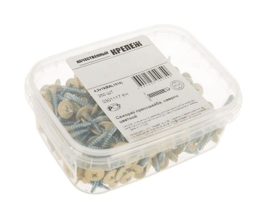 Прессшайба Качественный КРЕПЕЖ 4.2х19 мм, слоновая кость RAL 1014, сверло, 250 шт 0301117 КЧ – изображение 4