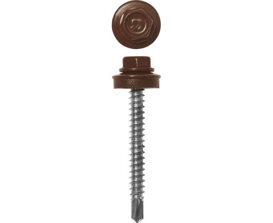 Саморезы Зубр для крепления кровельных материалов к деревянной обрешетке, цвет RAL 8017 шоколадно-коричневый, оцинкованный, 4,8x35мм, 380шт 4-300315-48-035-8017 
