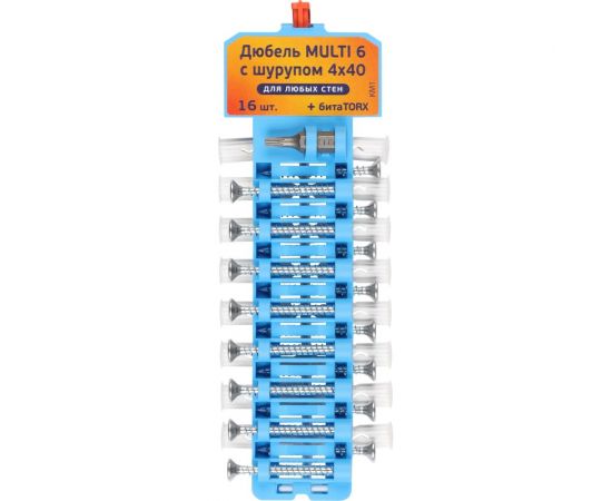 Набор дюбель ЕВРОПАРТНЕР Multi 6 шуруп 4х40 16 шт. KM1 0154 