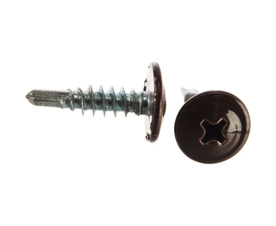 Саморезы с прессшайбой и сверлом по листовому металлу до 2мм Зубр RAL-8017 PH2 4,2х16мм 500шт 300211-42-016-8017 