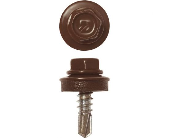 Саморезы для крепления кровель. матер. к метал. конструкциям Зубр цвет RAL 8017 ""шокол.-коричн."", оцинк., 5,5x25 мм, 420 штук 4-300315-55-025-8017 