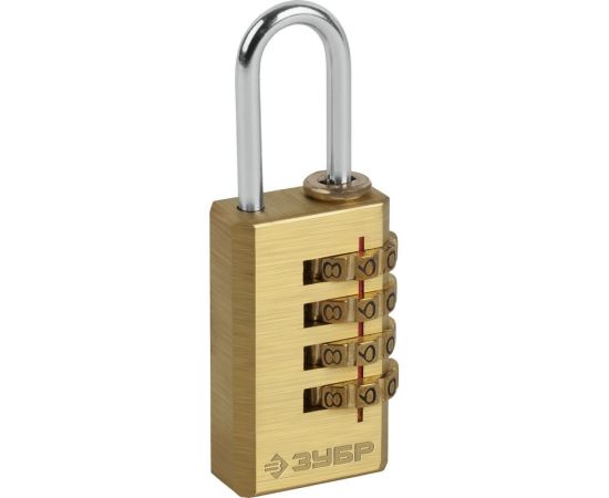 Замок навесной мини ЗУБР Профессионал, латунный корпус, кодовый, 4 диска 37118-2_z02 