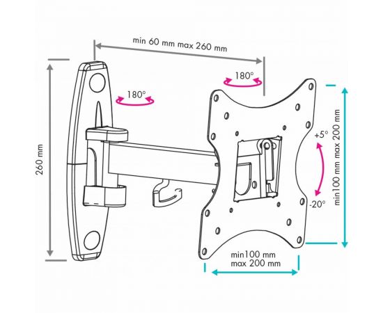 TV кронштейн VLK TRENTO 5 black 51005 – изображение 2