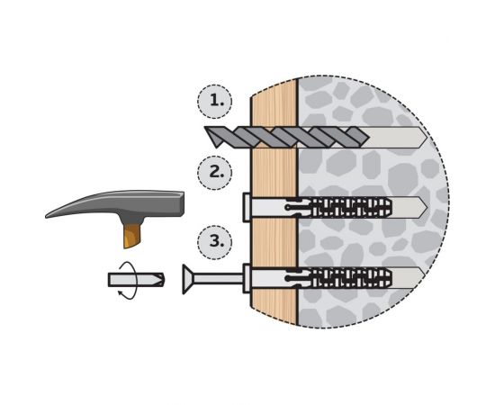Нейлоновый распорный дюбель для сквозного монтажа с шурупом ЕВРОПАРТНЕР PNDS 8x80mm, 250 шт 86878 – изображение 2