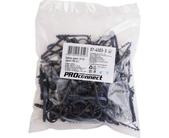 Нейлоновый дюбель-хомут PROCONNECT 19-25 мм, серый, 100 шт. 07-4503-3 – изображение 2