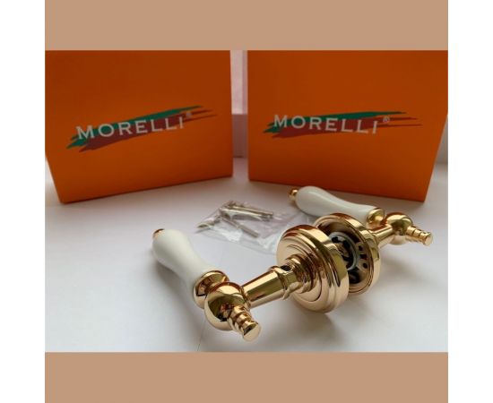 Дверная ручка MORELLI цвет-золото/белый MH-42-CLASSIC PG/W 9011400 – изображение 3