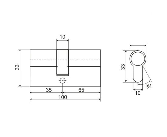 Цилиндровый механизм VETTORE ZN M100 Z NI 35x65, 5 ключей, никель 20512 – изображение 4