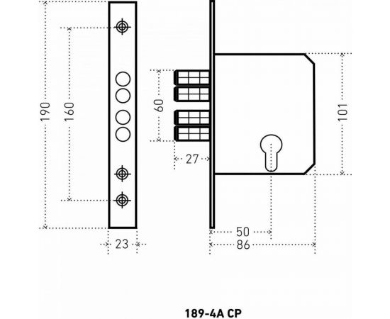 Врезной замок Аллюр 189-4A CP без ручек 1091 – изображение 4