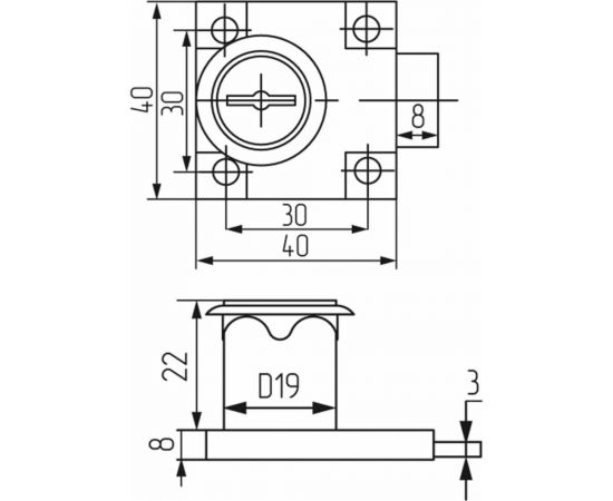 Врезной замок для ДСП Mebax хром, 19 мм 00-00002161 – изображение 2