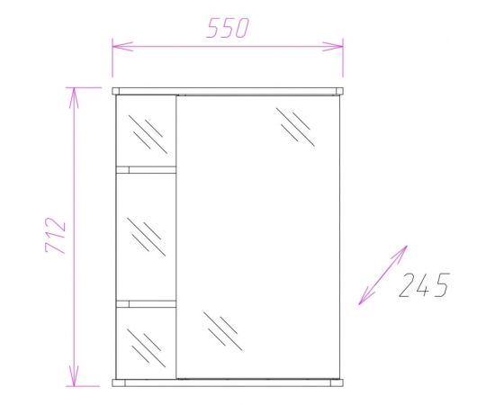 Зеркальный шкаф Onika КАРИНА левый 55.01 205512 – изображение 2