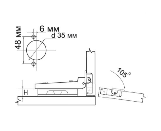 Вкладная петля MF 201С 01119.16.48 Slide-on 8338v – изображение 2