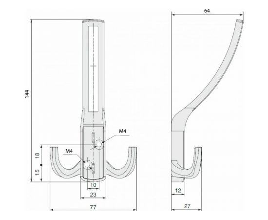 Мебельный крючок JET 397 трехрожковый, замак, хром/браш. никель RZ397Z.003CP.NN99 – изображение 3