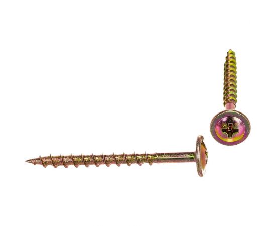 Отделочный саморез HIMTEX проф. Wood-Plate желт. тарельчатая голова 3,8х45, 500 шт. 3845WPH – изображение 3