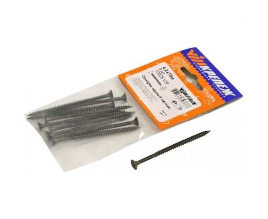 Саморез VIPкрепеж черный 4,2/70 м 9шт 10025 VIP – изображение 4