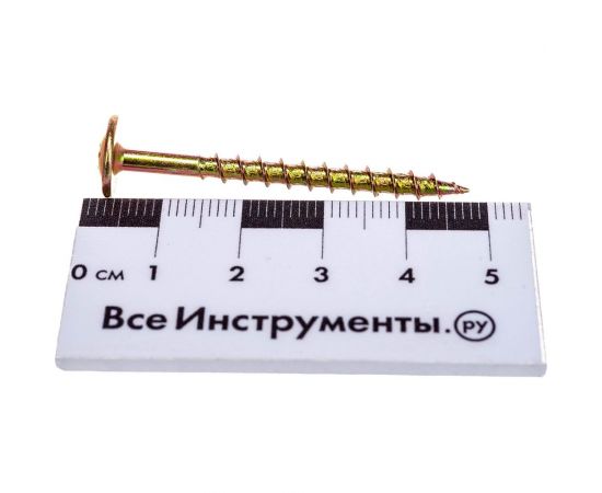 Отделочный саморез HIMTEX проф. Wood-Plate желт. тарельчатая голова 3,8х45, 500 шт. 3845WPH – изображение 4