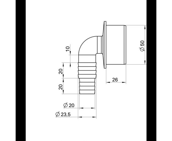 Переходник угловой для подключения сливного шланга Профитт 20x23x50, белый 2226094 – изображение 6
