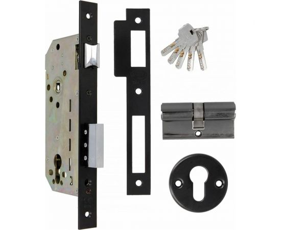 Врезной дверной замок Amig (черный; с цилиндром) 340 NE 