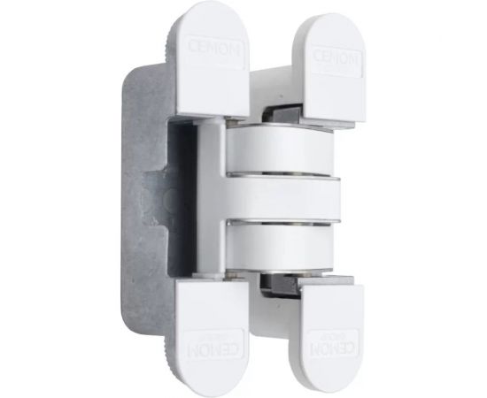 Универсальная дверная скрытая петля Cemom Moatti скрытая, 3D, 120x27 мм, 60 кг, белый CEM0027.07/MP1 
