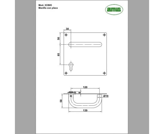 Дверная ручка под цилиндровый механизм Amig нержавеющая сталь 11-180х180 – изображение 2