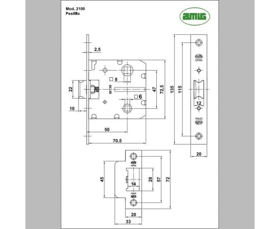 Дверная защелка Amig черная 21-50 NE – изображение 2