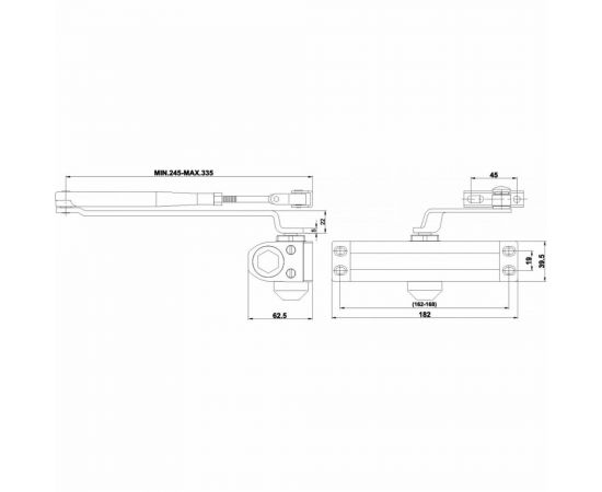 Дверной доводчик DOORLOCK DL70 EN2/3/4 белый, вес двери до 90 кг, крепежные размеры 162-165мм х 19мм 75545 – изображение 3