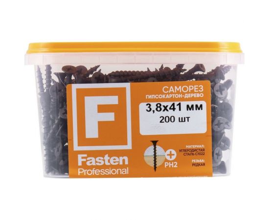 Усиленный саморез FastenPro ШСГД 3,8x41 200 шт., FP-б.пл.конт. 500 мл 14-0020600 – изображение 5