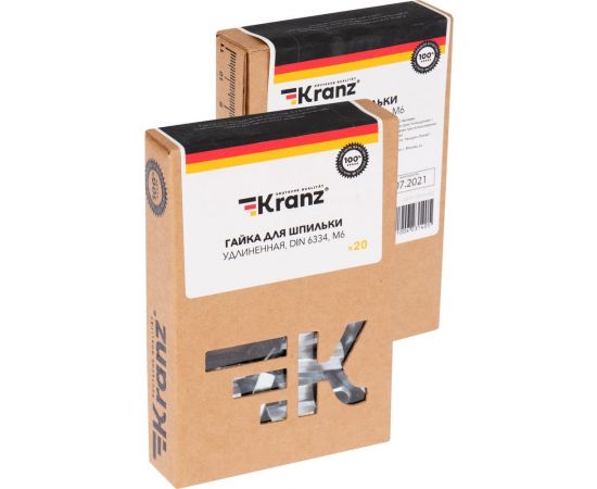 Удлиненная гайка для шпильки KRANZ М6, 1,0x10x18, 20 шт. KR-01-3541-002 – изображение 6