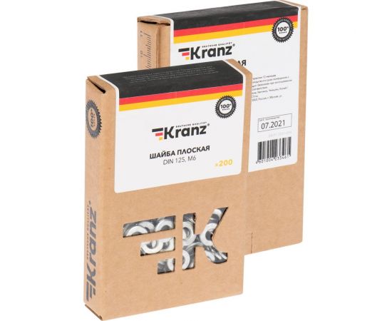 Плоская шайба KRANZ M6, DIN 125, 200 шт. KR-01-3531-004 – изображение 6
