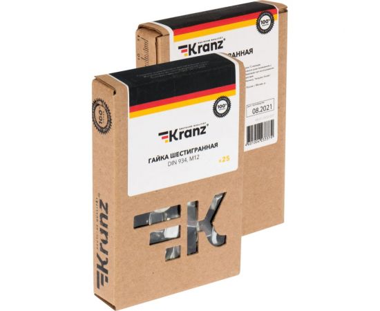 Шестигранная гайка KRANZ M12, DIN 934, 25 шт. KR-01-3522-007 – изображение 6