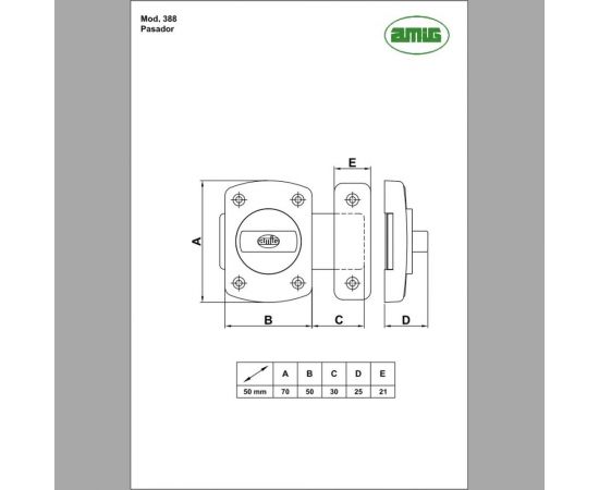 Задвижка Amig латунь 388-50 LP – изображение 2