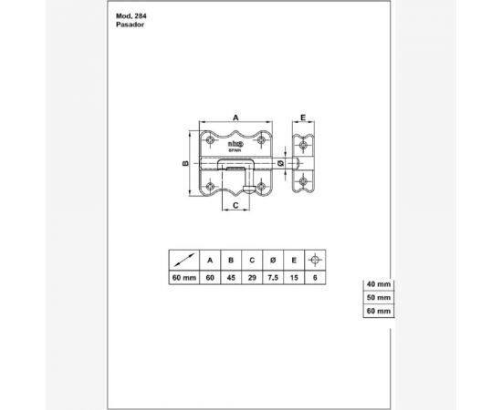 Задвижка Amig покрытие латунь 284-60 LP – изображение 2