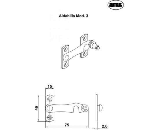 Задвижка Amig 3I левая aldabillas 7235 – изображение 2