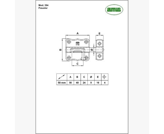 Задвижка Amig покрытие латунь с лаком 384-50 – изображение 2