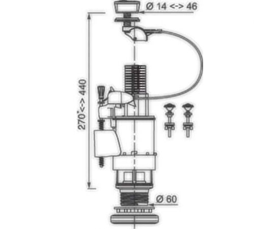 Сливной механизм Wirquin MW2 для бачка унитаза, двухрежимный, тросиковый 10717562 – изображение 2