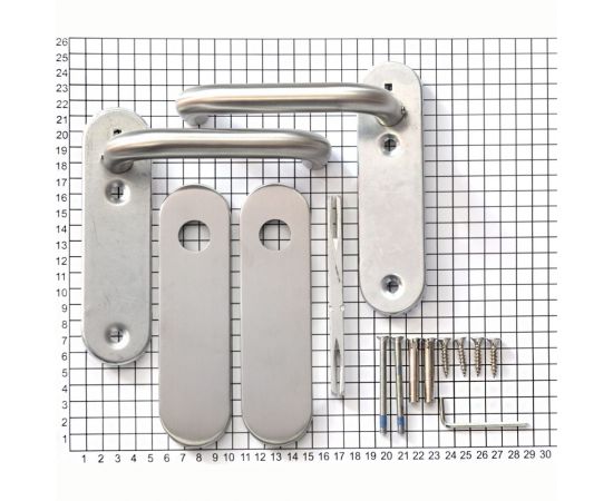 Гарнитур DOORLOCK DL 038KP/F UG U-form Rt нерж. сталь, на короткой накладке без отверстия, шпиндель 8мм 73310 – изображение 2