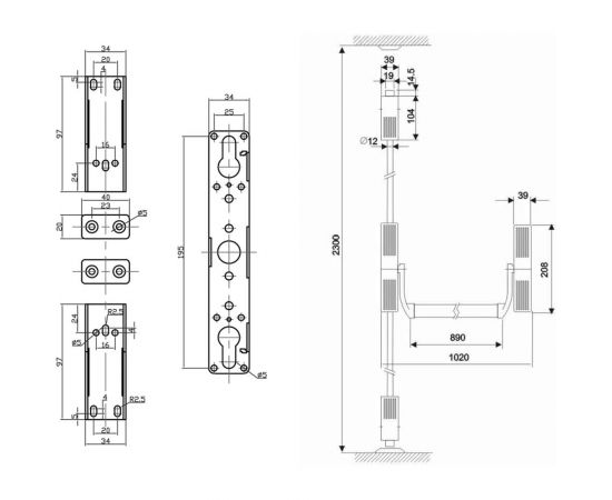 Комплект механизма антипаники DOORLOCK V PD700RP/FR серия Variant, черный, балка красная накладной для пассивной створки 77005 – изображение 2