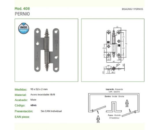 Нержавеющая петля Amig сталь IZ-Правая 408-9,5 IN (IZ) – изображение 2