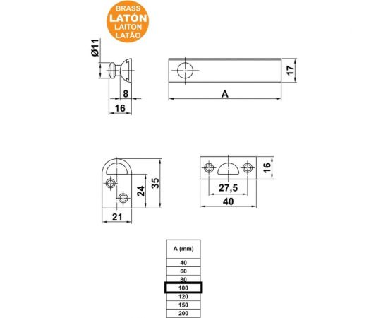 Задвижка Amig латунь 600-100 – изображение 2