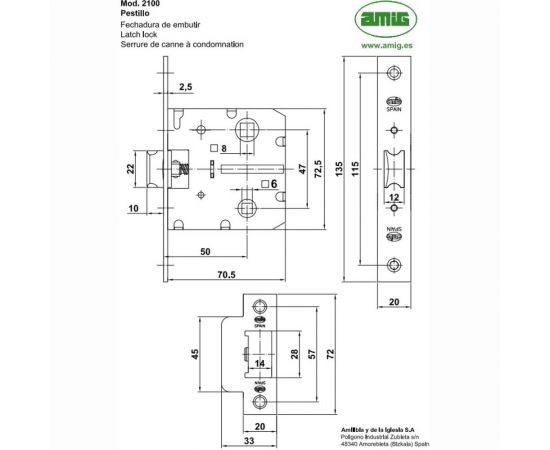Защелка Amig мод. 21-50 никель 4123 – изображение 2