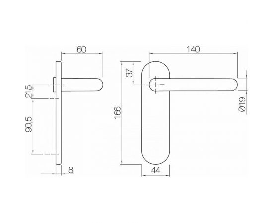 Гарнитур DOORLOCK DL 038KP/F UG U-form Rt нерж. сталь, на короткой накладке без отверстия, шпиндель 8мм 73310 – изображение 3