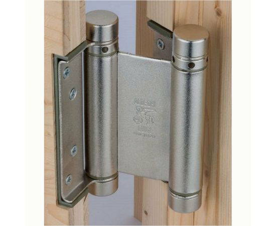 Барная пружинная петля двойного действия ALDEGHI LUIGI SPA 148х50х42 мм, цвет: античное серебро, к-т: 2 шт + ключ с декоративными шурупами 101FA150B – изображение 3